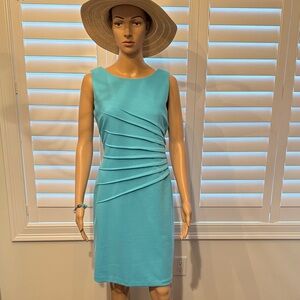 Ivanka Trump Aqua Sleeveless Midi Dress